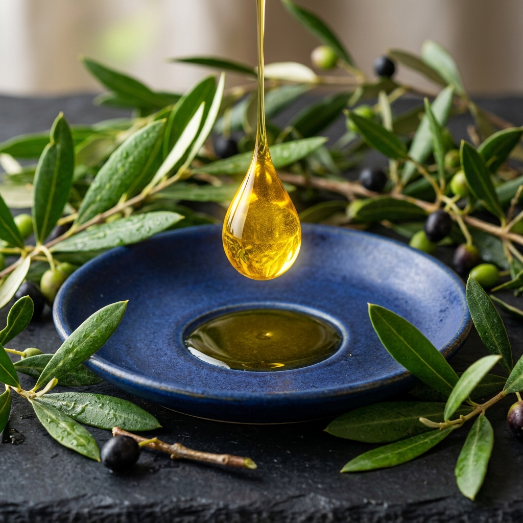 Golden drop of high phenolic Cretan wild olive oil Azurean No 1